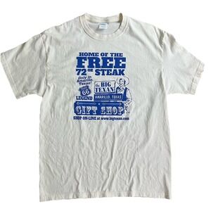 Big Texan Steak Ranch Amarillo TX Souvenir T-Shirt Size Large White Graphic Tee